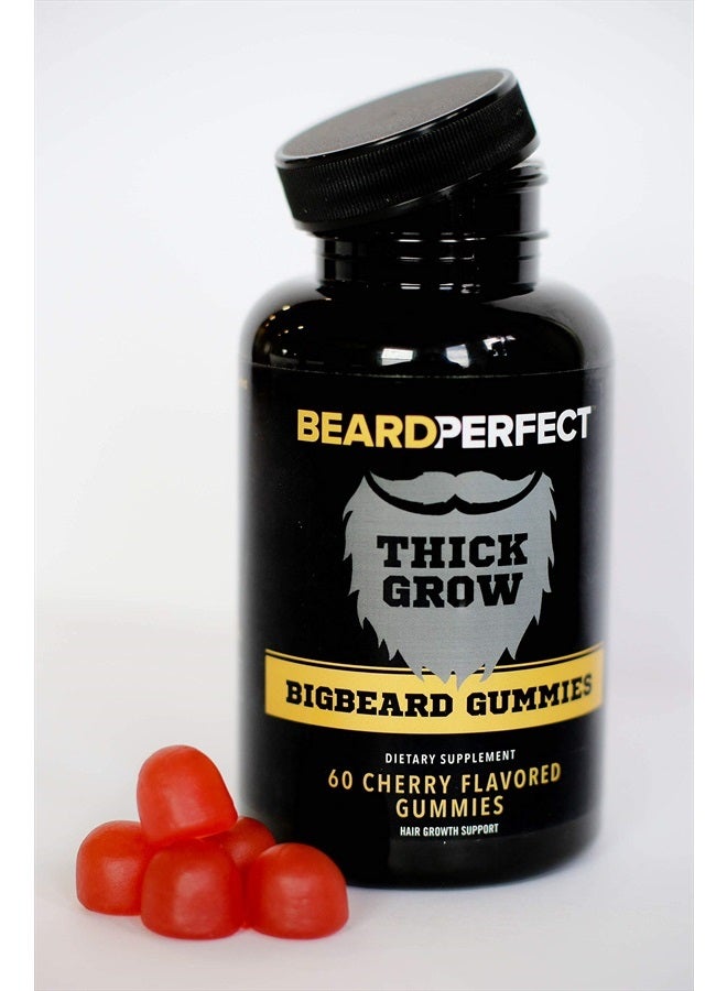 BeardPerfect THICKGROW BIGBEARD Gummies - Get a Stronger, Longer, Thicker Beard - Beard Growth Formula for Men - with Biotin, B12, and 10+ Elite Beard-Building Vitamins and Nutrients - 60 Cherry Flavored Gummies! - Image 4