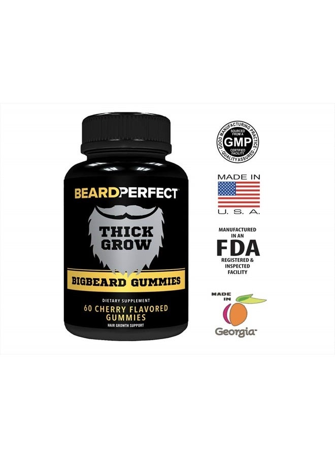 BeardPerfect THICKGROW BIGBEARD Gummies - Get a Stronger, Longer, Thicker Beard - Beard Growth Formula for Men - with Biotin, B12, and 10+ Elite Beard-Building Vitamins and Nutrients - 60 Cherry Flavored Gummies! - Image 5
