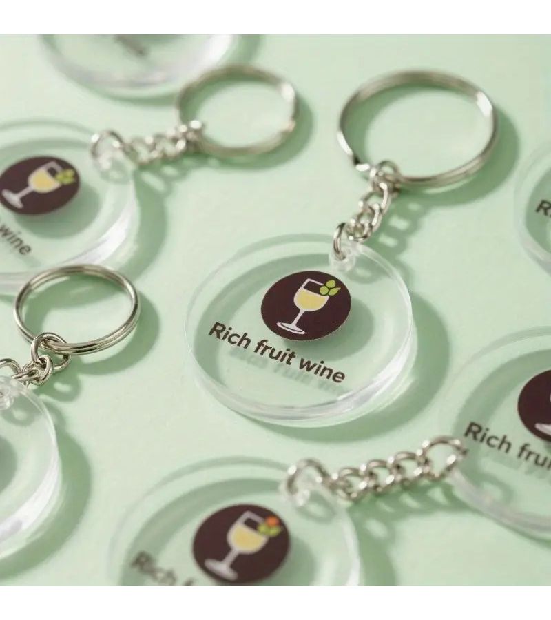 50 Text Keychains Transparent Acrylic Durable Anniversary Corporate Gifts - Image 1