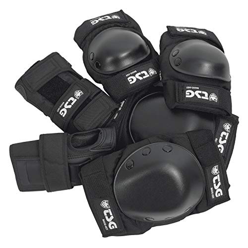 TSG Basic Pad Set All in One Skateboard Protection Set of Knee Pads Elbow Pads and Wrist Guards EVA Cup Foam PE Caps Hardshell Protection Pre Shaped Horseshoe Pull Over Design - Image 3