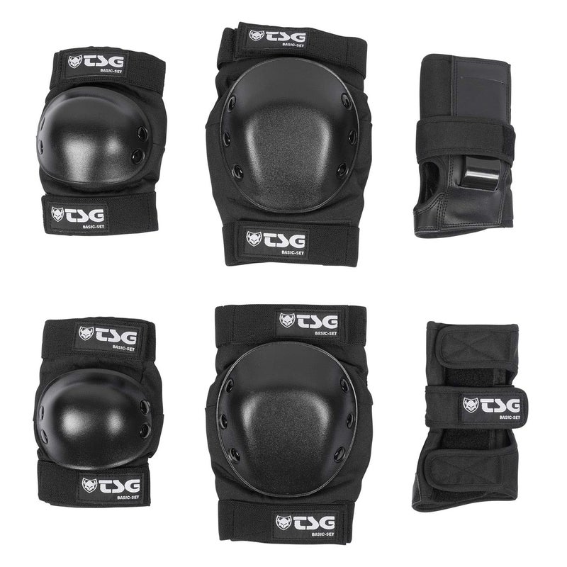 TSG Basic Pad Set All in One Skateboard Protection Set of Knee Pads Elbow Pads and Wrist Guards EVA Cup Foam PE Caps Hardshell Protection Pre Shaped Horseshoe Pull Over Design - Image 2