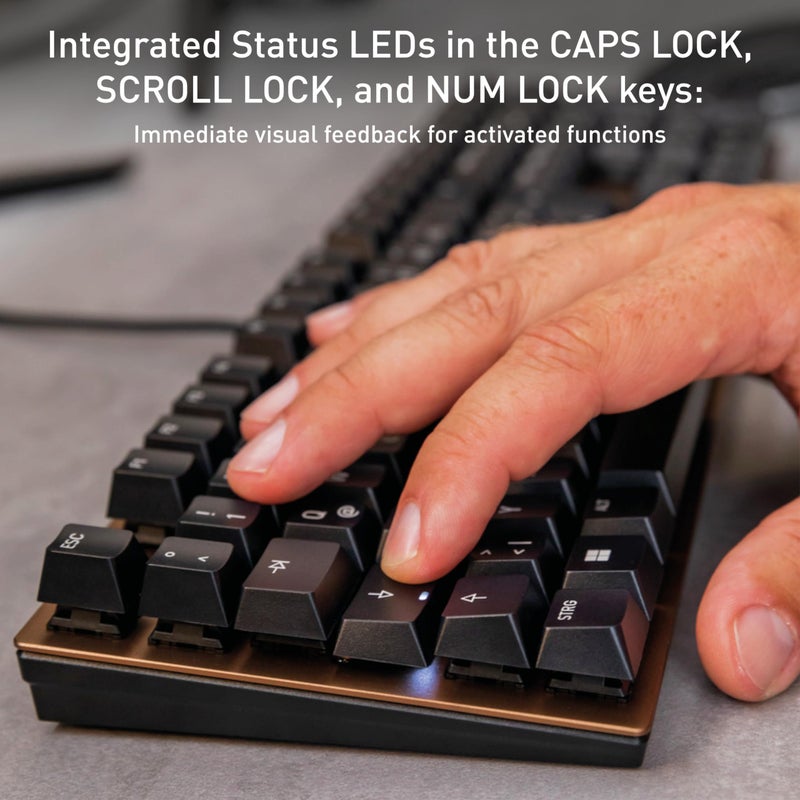 Cherry KC 200 MX, Wired Mechanical Office Keyboard, Modern Design with Elegant Aluminum Surface, USB-A Connection, MX2A Silent RED Switches, White/Silver - Image 4