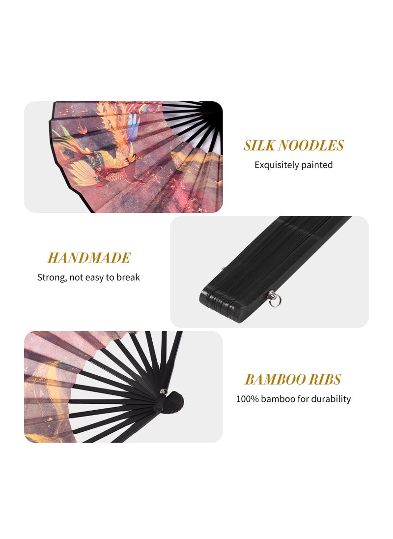 Paper Fans Handheld, Folding Hand Held Fan, Chinese Style Bamboo Fan, Classical Shanhaijing Pattern, Chinese Fans, Folding Fan, Easy to Carry Suitable for Party, Gifts, Decoration, for Performance