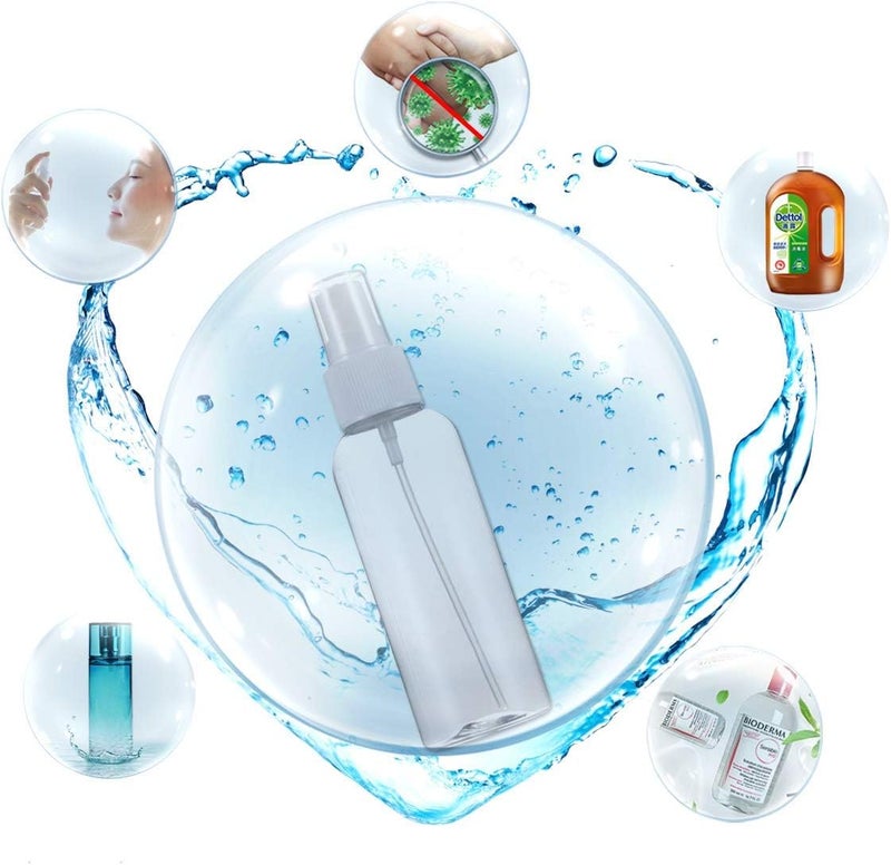 GJT 2oz/50ml Plastic Spray Bottles, Plastic Spray Clear Empty Fine Mist Plastic Mini Travel Bottle Set Bottles Refillable Liquid Containers 6 Pack - Image 4