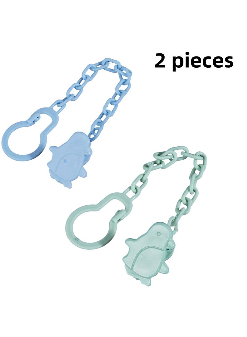 2-Pack Baby Pacifier Clips with Chewable Beads – Anti-Drop Silicone Pacifier Holder Chain for Infants