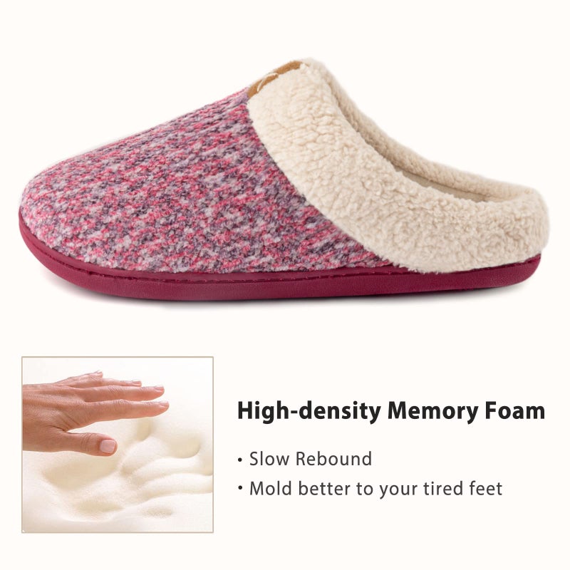 ULTRAIDEAS Women's Indoor Bedroom Slipper with Memory Foam, Gift for Women, Wool-Like House Shoe with Anti-Skid Rubber Sole for Ladies (9-10, Pink) - Image 4