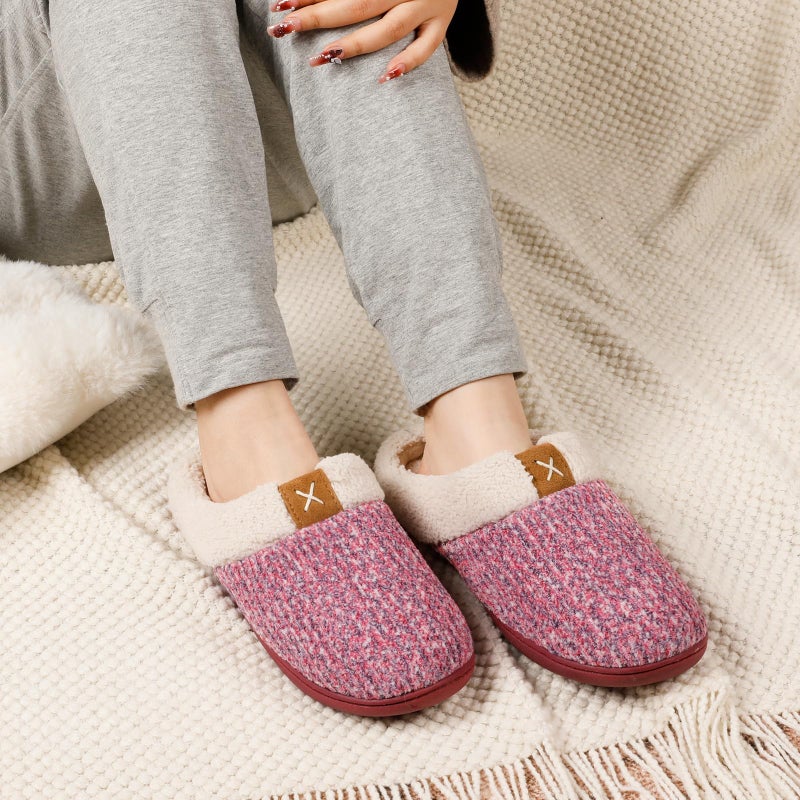 ULTRAIDEAS Women's Indoor Bedroom Slipper with Memory Foam, Gift for Women, Wool-Like House Shoe with Anti-Skid Rubber Sole for Ladies (9-10, Pink) - Image 2