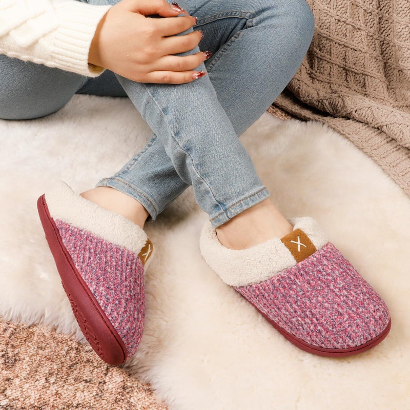 ULTRAIDEAS Women's Indoor Bedroom Slipper with Memory Foam, Gift for Women, Wool-Like House Shoe with Anti-Skid Rubber Sole for Ladies (9-10, Pink) - Image 3