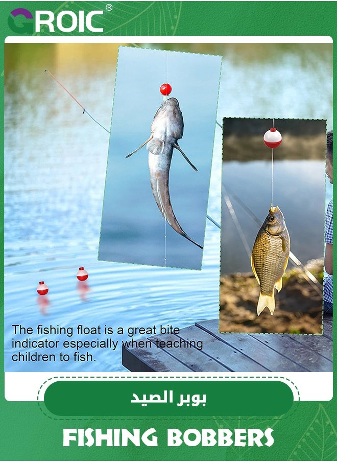 GROIC 15 Pcs Fishing Bobbers for Fishing Assortment, Hard ABS Snap-on Fishing Floats Bobbers Push Button Round Buoy Fishing Floats Red and White Fishing Tackle Accessories  - Image 4