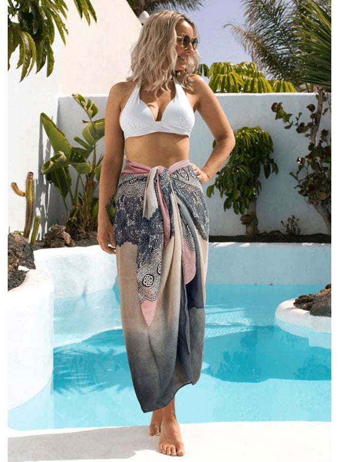 GERINLY Lightweight Scarves: Fashion Lace Print Shawl Wrap For Women (DarkGrey+LightPink) - Image 5