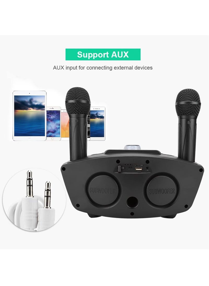 ELTRAZONE Portable Karaoke Machine with Bluetooth Speaker & 2 Wireless Microphones – Perfect for Home Parties, Adults & Kids – Black - Image 2