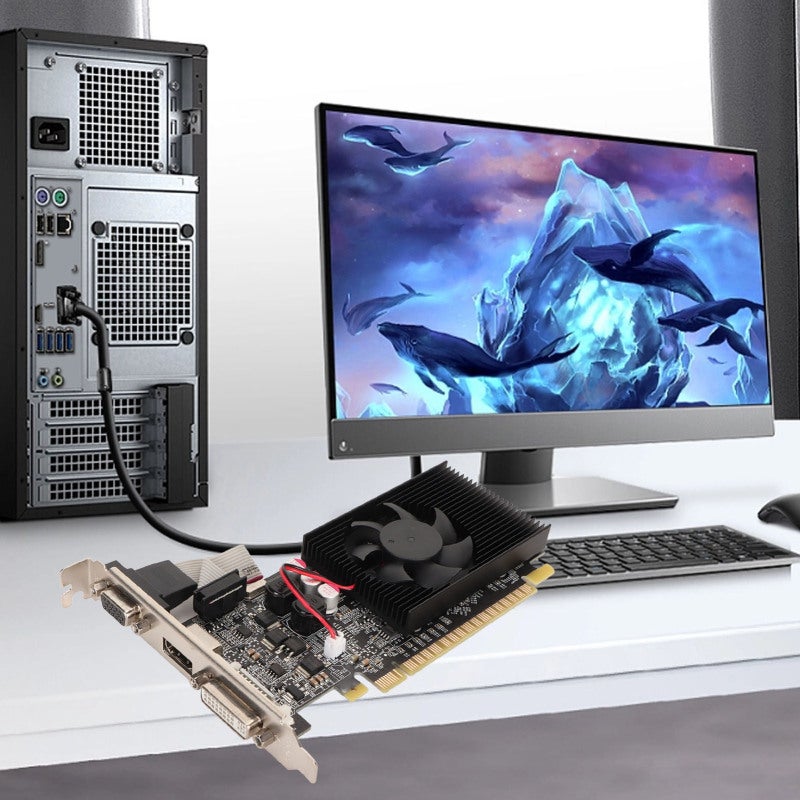 بطاقة رسوميات ذاكرة DDR3 بسعة 2 جيجابايت وأداء مستقر - مع مدفأة تبريد و واجهات متعددة - بطاقة رسومية مستقلة لمحبي ألعاب أجهزة الكمبيوتر المكتبية - Image 2