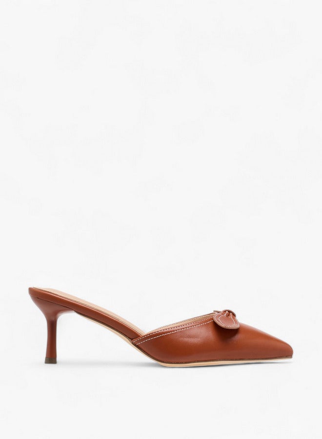 Flora Bella By Shoexpress Bow Accent Slip-On Mules with Flared Heels  - Image 3