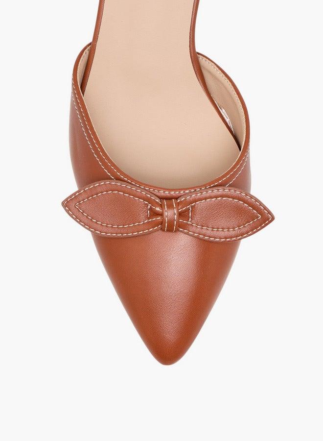 Flora Bella By Shoexpress Bow Accent Slip-On Mules with Flared Heels - Image 4