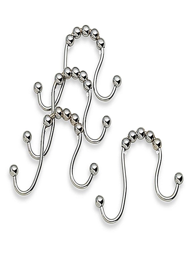 Bath Bliss 12 Pack Shower Curtain Double Hooks Double Hook Shower Accessories Fits All Shower Curtains Chrome - Image 1