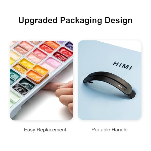 HIMI مجموعة ألوان جواش هيمي بتصميم كوب مزدوج، 112 لون 12 جرام، تصميم كوب جلي، ألوان جواش غير سامة للقماش والورق، مستلزمات فنية للمحترفين والمبتدئين (أزرق جليدي) - Image 3