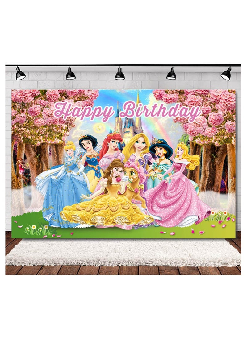 Generic - 36-PCS Disney Princess theme set birthday party supplies including background cloth (size 150cmx100cm) - Image 1