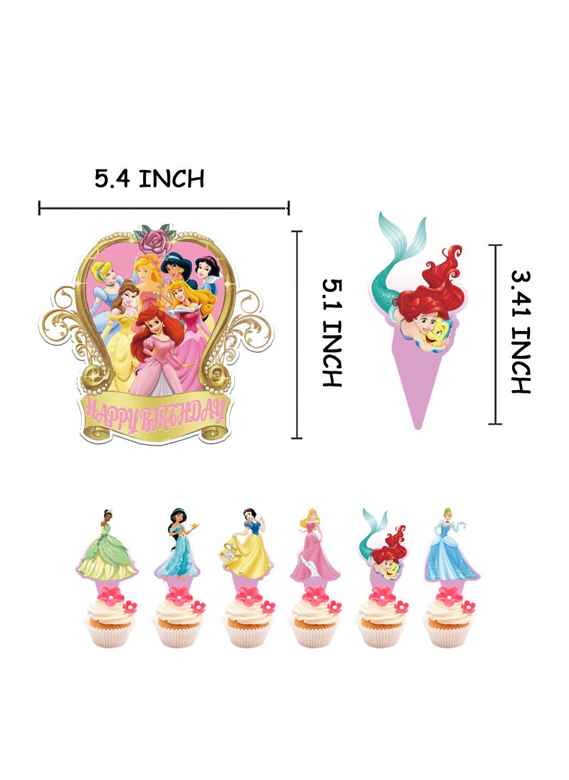 Generic - 36-PCS Disney Princess theme set birthday party supplies including background cloth (size 150cmx100cm) - Image 1