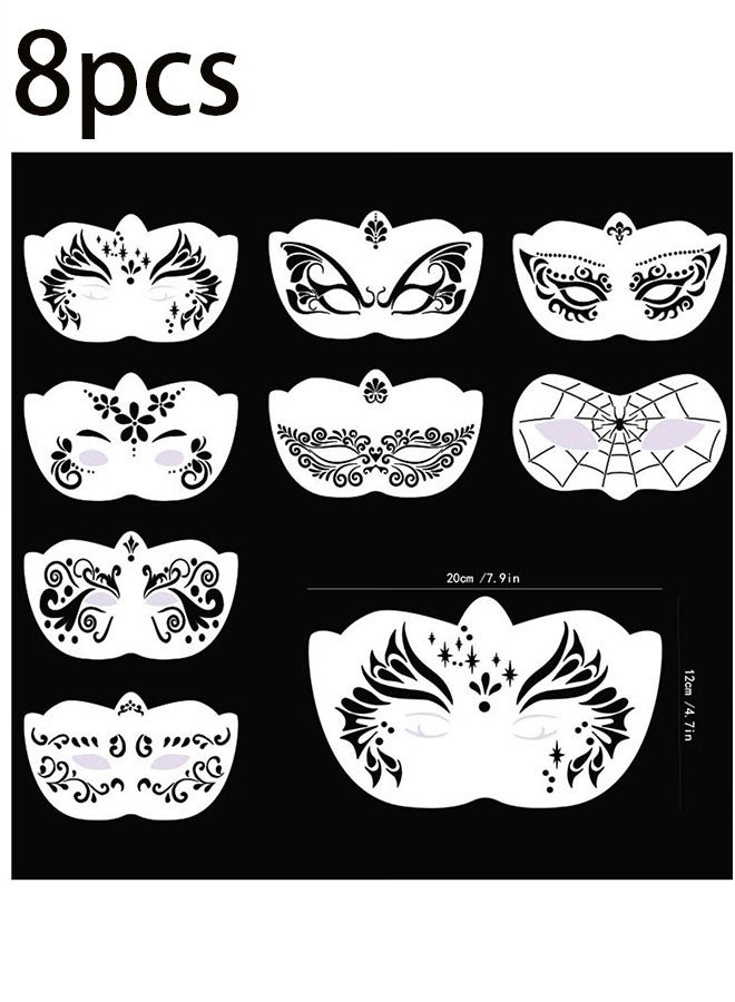 Ailily 8pcs Full Face，Face Paint Stencils Carnival Face Stencils for Kids Girls Boys Carnivals Holiday - Image 1