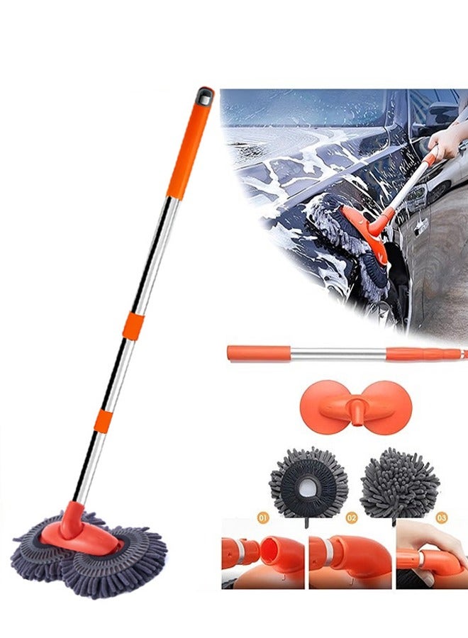 46-Inch (116cm) Car Wash Mop Kit - Car Cleaning Mop With Long Handle Stainless Steel Rod, Suitable For Motorhomes, Off Road Vehicles, Trucks, And Buses (Orange) - Image 1