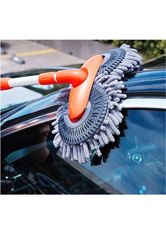 46-Inch (116cm) Car Wash Mop Kit - Car Cleaning Mop With Long Handle Stainless Steel Rod, Suitable For Motorhomes, Off Road Vehicles, Trucks, And Buses (Orange) - Image 2