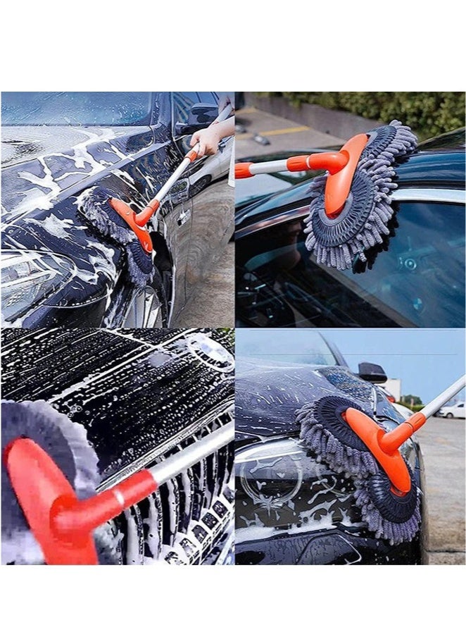 46-Inch (116cm) Car Wash Mop Kit - Car Cleaning Mop With Long Handle Stainless Steel Rod, Suitable For Motorhomes, Off Road Vehicles, Trucks, And Buses (Orange) - Image 5