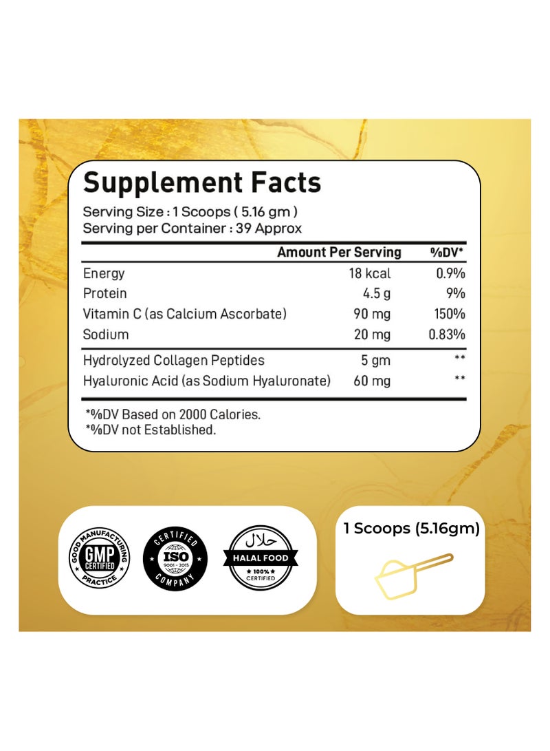 Natrolina Marine Sourced Collagen Peptides + Hyaluronic Acid + Vitamin C, Unflavored - 201 gms - Image 2