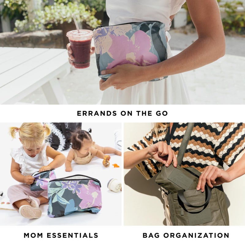 ALOHA Collection Small Pouch | Lightweight, Packable, and Splash-Proof Makeup Pouch | Easy to Clean (Coco Palms in Indigo) - Image 5