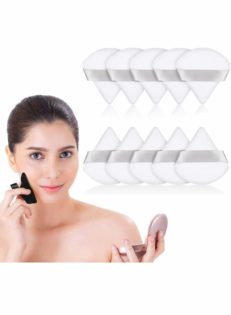 Excefore 10 pieces Triangle Makeup Puff Pure Cotton Powder Puff Soft Cosmetics Puff Mineral Powder Puff Wet Dry Makeup Tool - Image 1