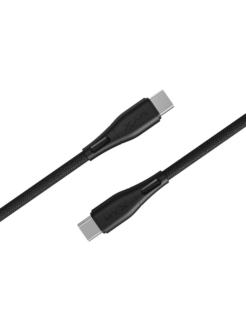 MYX Turbo Cables 60w Type C- C 1.2m Braided Black