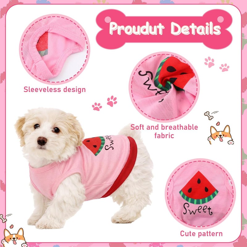 Frienda 6 Pieces Dog Shirt Puppy Sweatshirt Pet Sleeveless Vest Girl Dog Clothes Doggy Female Apparel for Small to Medium Dogs Puppy Cat (Cute Patterns, S Size) - Image 3