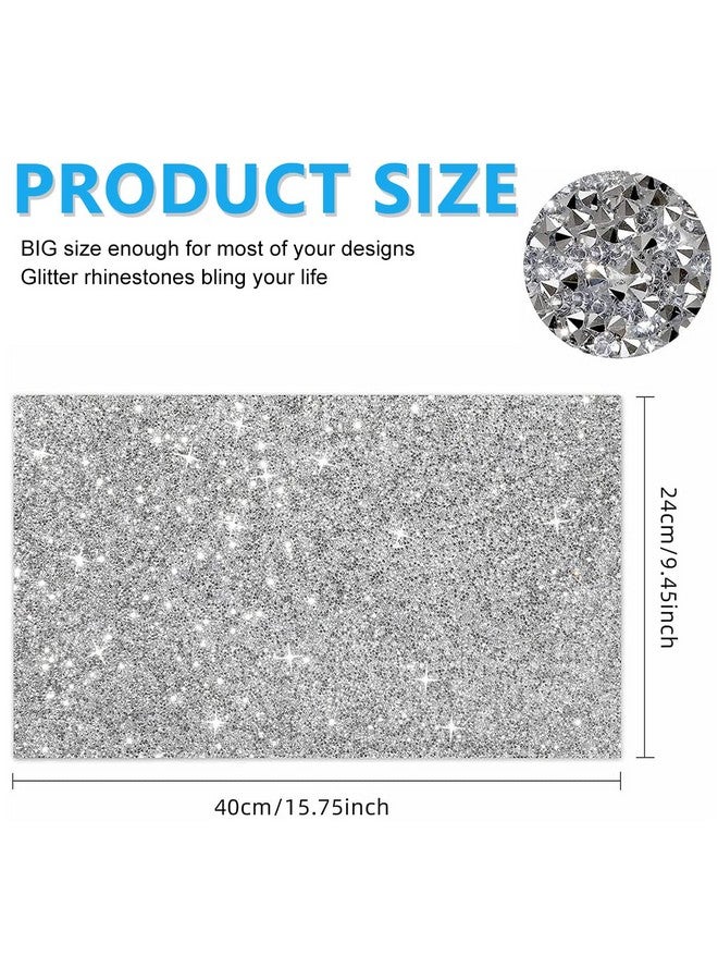 MAYCREATE 1 Roll Self Adhesive Bling Rhinestone Strips Diamond Ribbon, Rhinestones Diamonds Ribbon Bling Wrap For Diy Crafts, Makeup Table, Phone, Party Decor, 9.4" X 15.8", White - Image 2