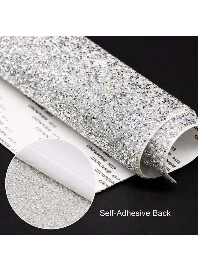 MAYCREATE 1 Roll Self Adhesive Bling Rhinestone Strips Diamond Ribbon, Rhinestones Diamonds Ribbon Bling Wrap For Diy Crafts, Makeup Table, Phone, Party Decor, 9.4" X 15.8", White - Image 4
