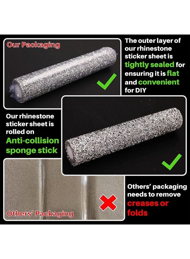 MAYCREATE 1 Roll Self Adhesive Bling Rhinestone Strips Diamond Ribbon, Rhinestones Diamonds Ribbon Bling Wrap For Diy Crafts, Makeup Table, Phone, Party Decor, 9.4" X 15.8", White - Image 5