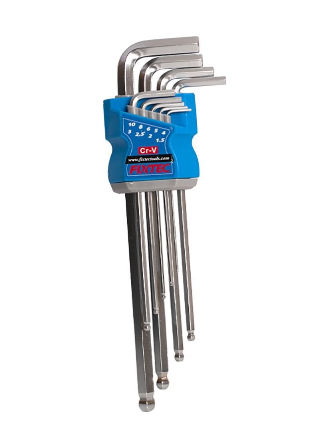 فيكس تيك FIXTEC 9 قطع Ball Point CR-V مفتاح سداسي مع مجموعة مفتاح ربط بذراع طويلة جدًا - Image 3
