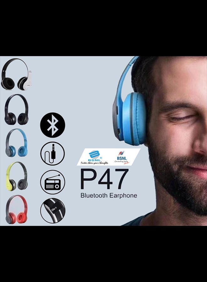 BSNL Wireless Bluetooth On-Ear Stereo Foldable Headphone Black - Image 5