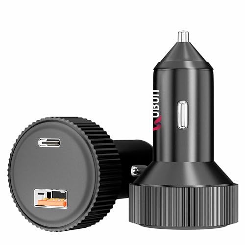 Ubon CH353 100W Dual Output Speed up Car Charger with Type-C PD & USB 3.0, Charging Adapter Compatible with Cars for iPhone & Android Smartphone, Smartwatch (Black) - Image 1