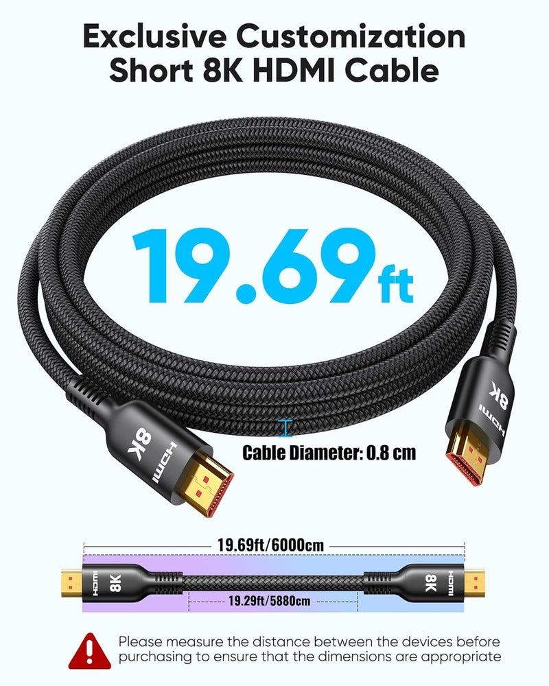 Highwings 20 FT HDMI Cable - 10K 8K 4K Ultra HD High Speed 2.1 HDMI Cable - Image 4