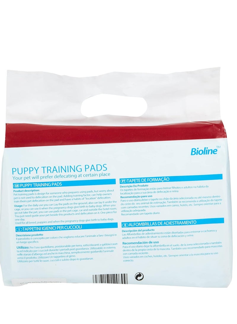 Bioline وسادات تدريب الجراء من بيولين 50 قطعة قابلة للامتصاص ومضادة للتسرب من الأقمشة غير المنسوجة (60x40 سم) - Image 2