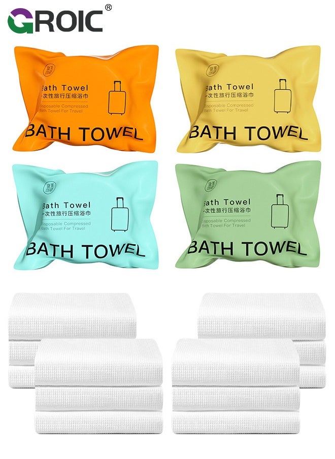 GROIC 4Pack Large Compressed Bath Towel,Disposable Cotton Bath Towels, Portable Light and Reusable Compressed Towel,Premium Disposable Towel for Hotel Camping Sports Hiking  - Image 1
