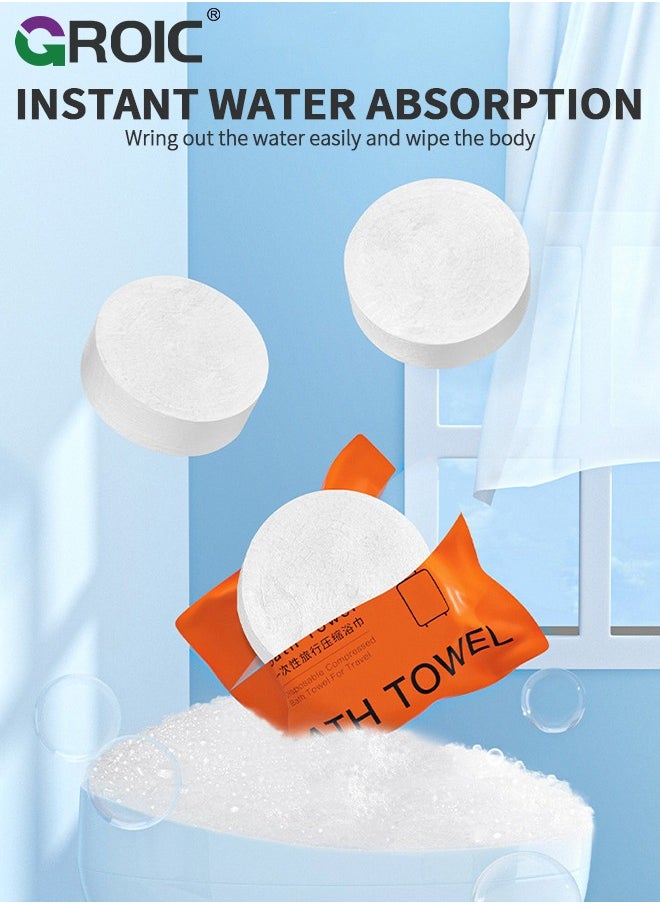GROIC 4Pack Large Compressed Bath Towel,Disposable Cotton Bath Towels, Portable Light and Reusable Compressed Towel,Premium Disposable Towel for Hotel Camping Sports Hiking  - Image 3