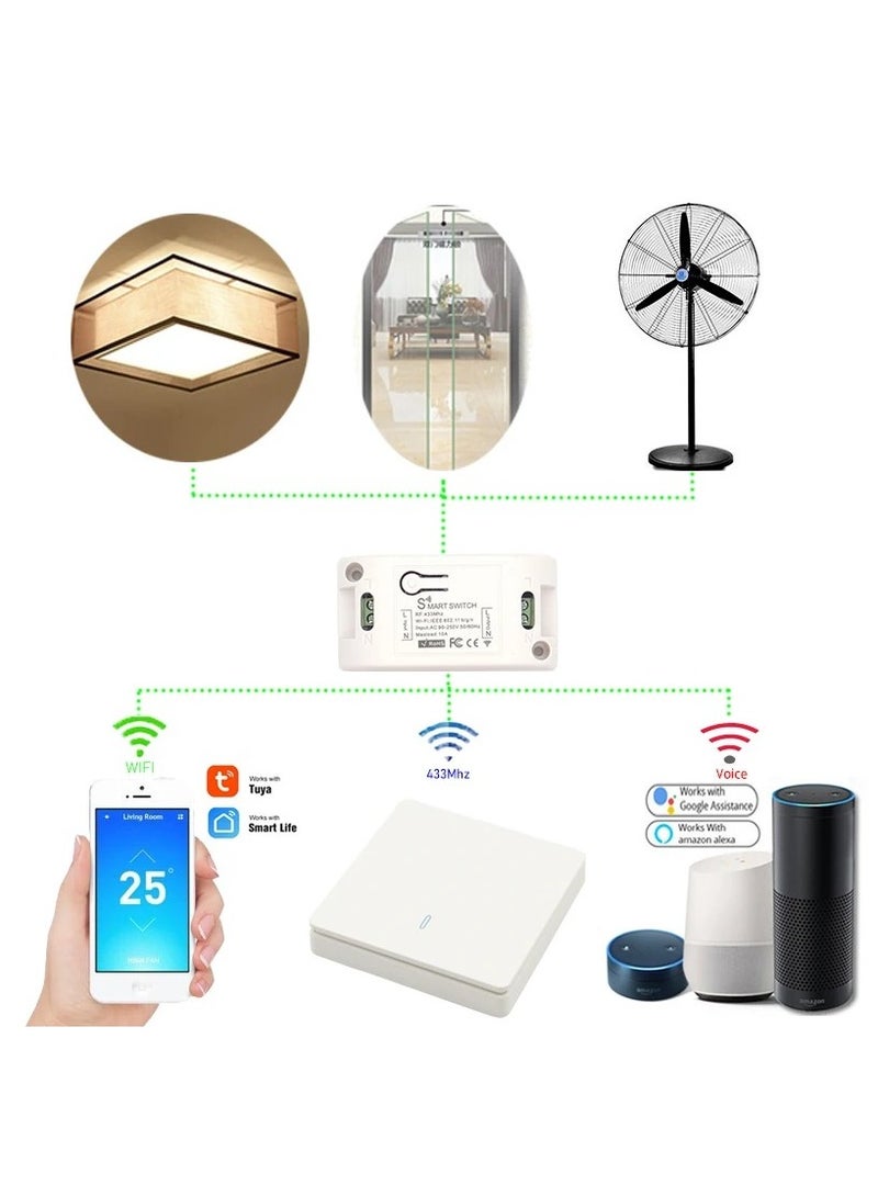 مفتاح الإضاءة الذكي دفع زر WiFi/433 ميجا هرتز لاسلكي للتحكم عن بعد الجدار التبديل AC85 ~ 220 فولت تحكم ل Led/الضوء/مصباح - Image 2