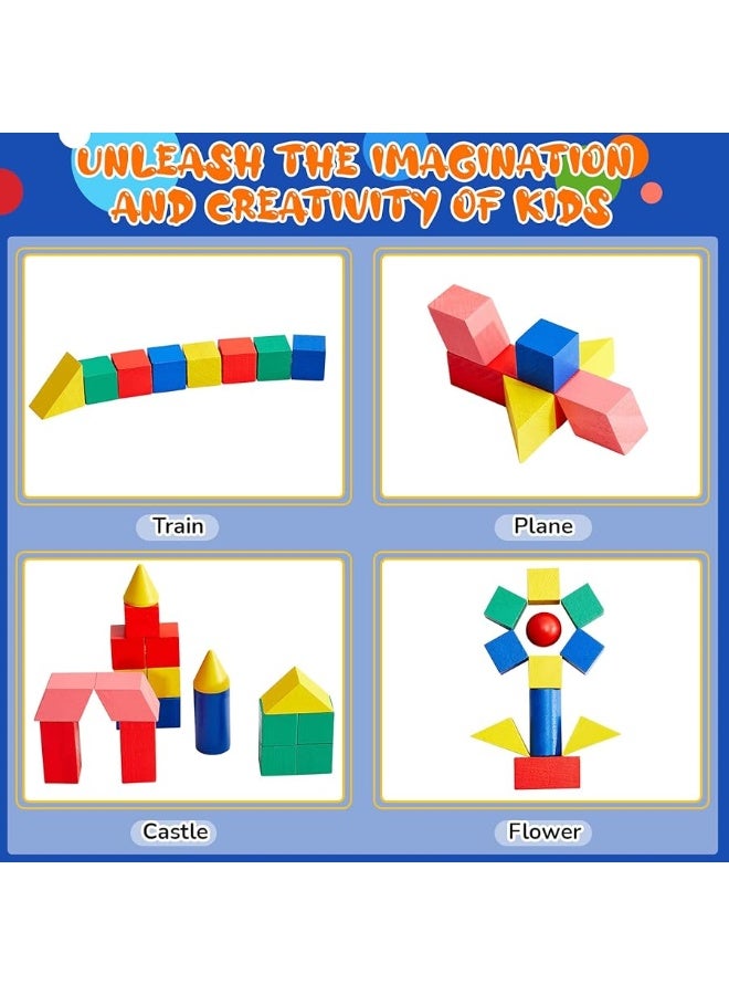 Sotiff 140 Pcs Mini 3D Shapes for Teaching, Wood Geometric Solids, Geometric Shapes 3D Shape Blocks, Classroom Manipulatives for Elementary School for Kids Geometry Math Kindergarten Preschool Learning - Image 1