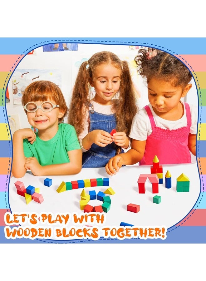 Sotiff 140 Pcs Mini 3D Shapes for Teaching, Wood Geometric Solids, Geometric Shapes 3D Shape Blocks, Classroom Manipulatives for Elementary School for Kids Geometry Math Kindergarten Preschool Learning - Image 3
