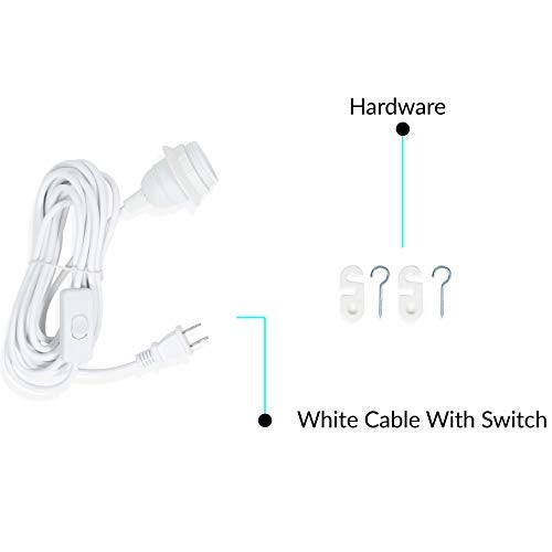 Wallniture Fiore 15 Feet Hanging Lantern Cord with On Off Switch, Room Decor for Pendant Light Bulbs White Socket Set - Image 3