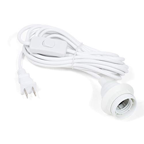 Wallniture Fiore 15 Feet Hanging Lantern Cord with On Off Switch, Room Decor for Pendant Light Bulbs White Socket Set - Image 1