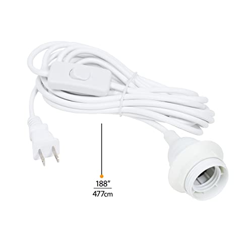 Wallniture Fiore 15 Feet Hanging Lantern Cord with On Off Switch, Room Decor for Pendant Light Bulbs White Socket Set - Image 5