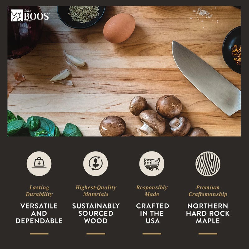 John Boos Block Reversible Wood Cutting Board w/Oil Finish, R-Board, 20"x15"x1.5", Maple - Image 3