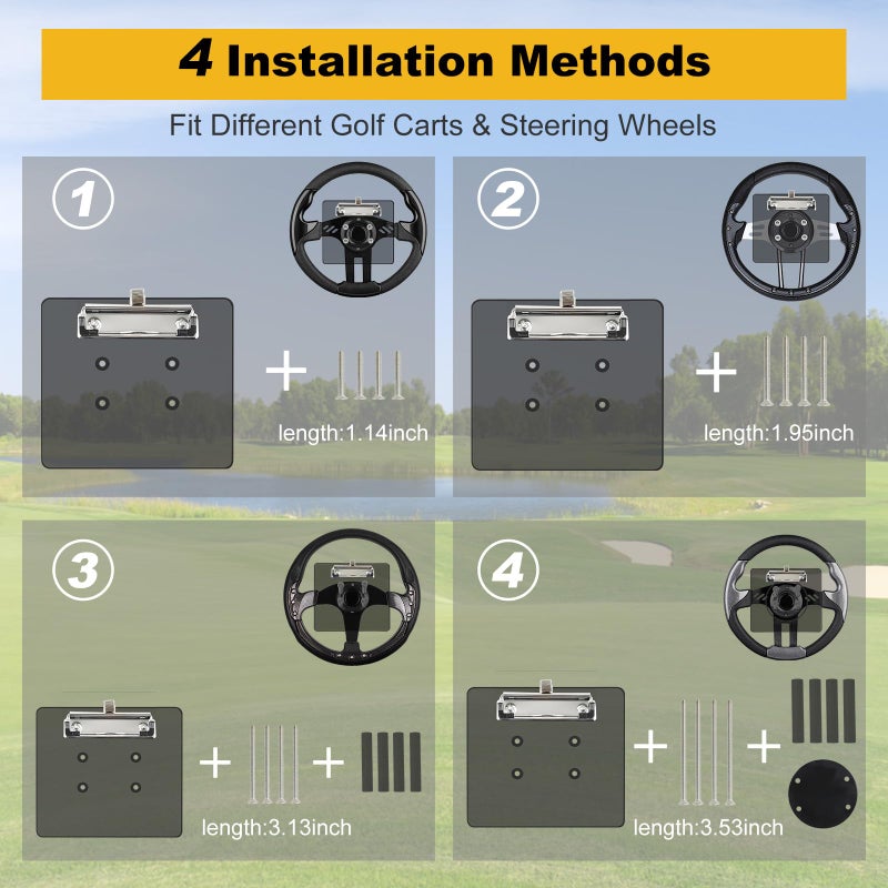 LEAPGOMAX Golf Cart Scorecard Holder with Pen Holder on Golf Cart Steering Wheel for EZGO Club Car Yamaha Golf Carts Blackï¼ˆNote Do Not Include Golf Cart Steering Wheel - Image 4