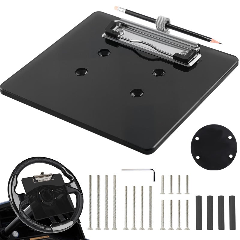 LEAPGOMAX Golf Cart Scorecard Holder with Pen Holder on Golf Cart Steering Wheel for EZGO Club Car Yamaha Golf Carts Blackï¼ˆNote Do Not Include Golf Cart Steering Wheel - Image 1